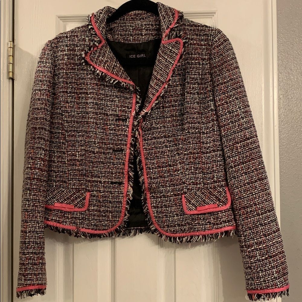 Ice Girl Pink And Black Tweed Jacket Size 9